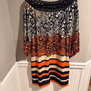Ice Orange and Black Floral Pencil Skirt